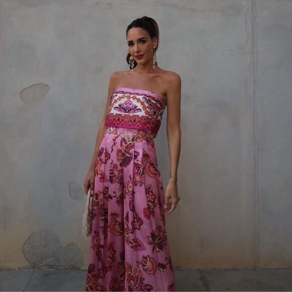 Zara blogger favorite strapless wide leg jumpsuit NWT - Picture 9 of 12